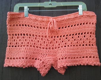 Crochet Lace Shorts - Women Boy Shorts - Open Weave Mesh Shorts - Summer Fashion - Beach Cover-Up - Vegan Friendly - All Colors Available