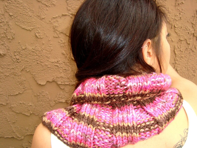 Hand Knitted Neck Warmer Knitted Scarf Knit Cowl Ruffled Scarf Winter Fashion Gift for Her image 5