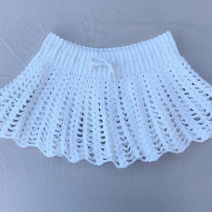White Crochet Open Weave Summer Skirt - Beach Cover Up - Festival Rave Party Vacation Beach Wear - Vegan Friendly - More Colors Available -