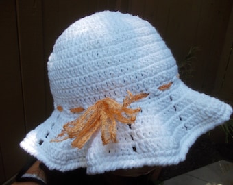 Scala Pronto Crochet Straw Sun Hat Wide Brim Ivory One Size  display picture 1