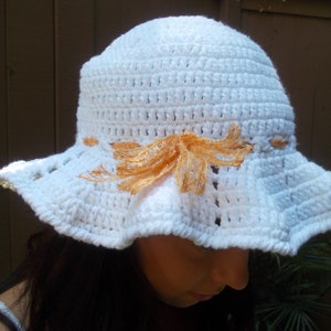 Crochet Sun Hat - Brimmed Hat - Beach Hat - White Crochet Hat - Crochet Floppy Hat - Fashion Accessories - Vegan Friendly image 2