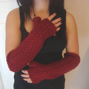Fingerless Gloves - Knitted Gloves - Fingerless Mittens - Long Armwarmers - Cable Knit Armwarmers - Winter Fashion - Gift for Her