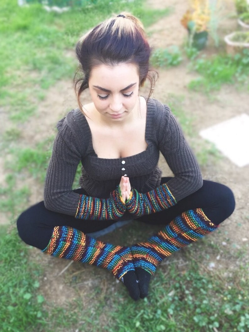 Hand Knitted Rainbow Leg Warmers Ankle Warmer Knee Warmer Etsy