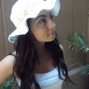 Crochet Sun Hat - Brimmed Hat - Beach Hat - White Crochet Hat - Crochet Floppy Hat - Fashion Accessories - Vegan Friendly image 5