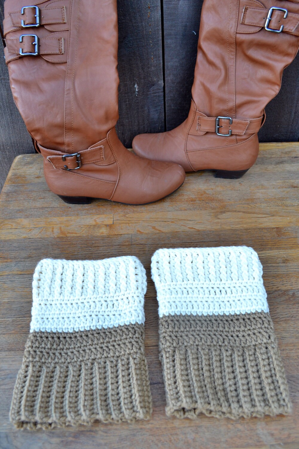 Color Block Reversible Knitted Boot Cuffs main image 1