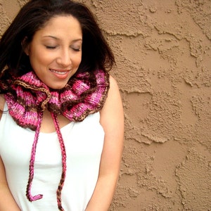 Hand Knitted Neck Warmer Knitted Scarf Knit Cowl Ruffled Scarf Winter Fashion Gift for Her image 1