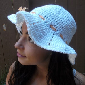 Crochet Sun Hat - Brimmed Hat - Beach Hat - White Crochet Hat - Crochet Floppy Hat - Fashion Accessories - Vegan Friendly image 3