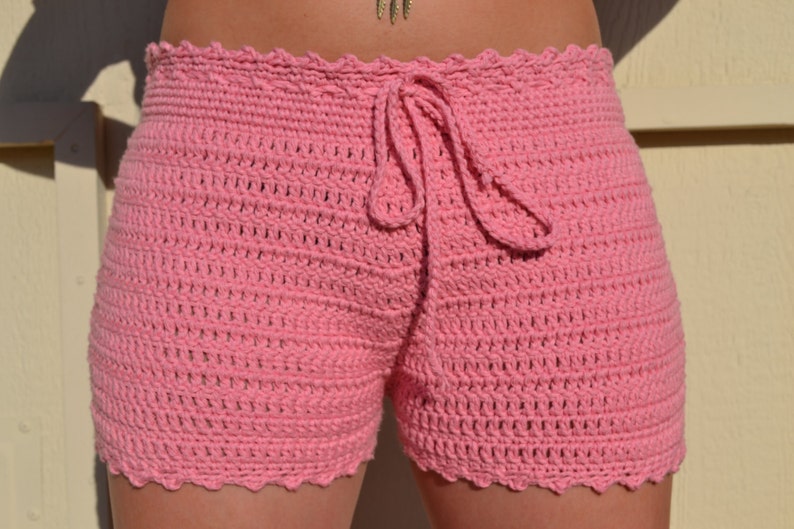 Crochet Shorts High Cut Shorts Pink Shorts Beach Cover | Etsy