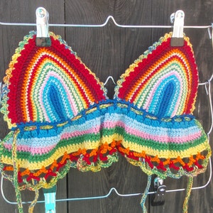 Crochet Halter Top - Rainbow Top - Hippie Top - Bikini Top - Festival Top - Crop Top - Summer Fashion