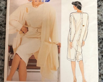 Uncut vogue sewing pattern 1627 Zandra Rhodes Special Occasion Pullover Kimono Loose-Fitting Dress size xs-s-m l-xl FF