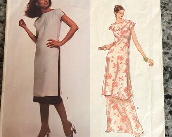 Uncut vogue sewing pattern 1627 Zandra Rhodes Special Occasion Pullover Kimono Loose-Fitting Dress size xs-s-m l-xl FF