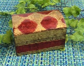 Florentine Gold Gilt and Red Diamond Painted Wood Trinket Box Made in Italy- ring bearer box, gold and red ring box, Italian wood box