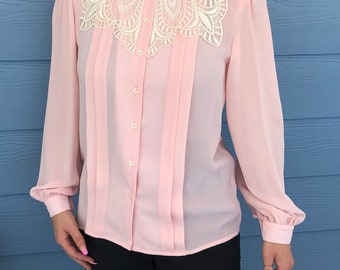 Upcycled Free People Cotton Aztec Print blouse With Ecru Lace Elbow Patches Size Small