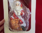 Vintage NIP CHRISTOPHER RADKO Glass Santa quot Santa 39 s Java quot Starbucks Christmas Ornament, 4 1 2 quot Tall - Santa ornament, Starbucks ornament