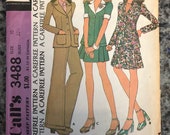 1973 Mccalls Sewing Pattern 3488 Misses A Line Skirt, Fitted Jacket High Waist Cuffed Pants Size 10 -misses suit pattern, high waist pants
