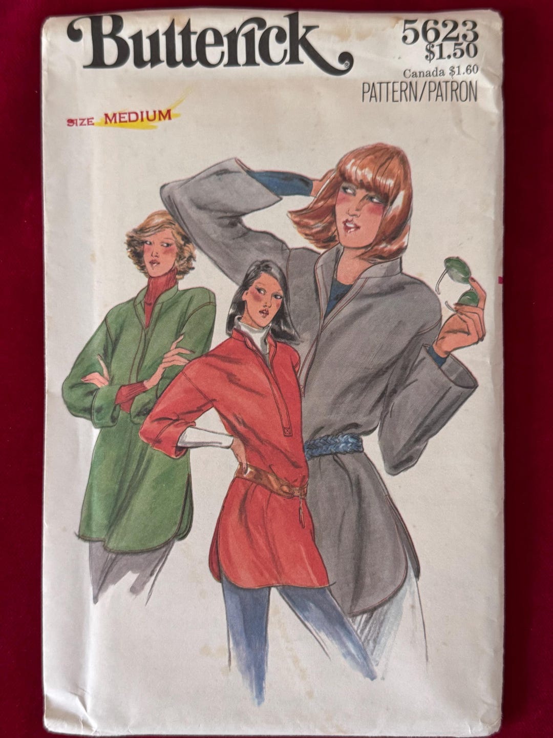 1970's Butterick Sewing Pattern 5623 Misses Banded Collar Shirt Tail ...