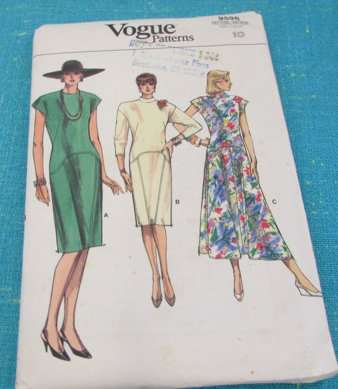 1986s Vogue Sewing Pattern 9598 Misses Dress Shoulder Pads - Etsy