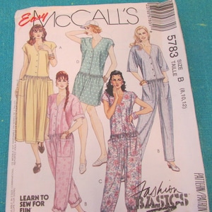 RARE 1992 McCalls Sewing Pattern 5783 Misses Spring Summer Dress & Jumpsuit in 3 Lengths, Size 8-12, Uncut; summer wardrobe, jumpsuit