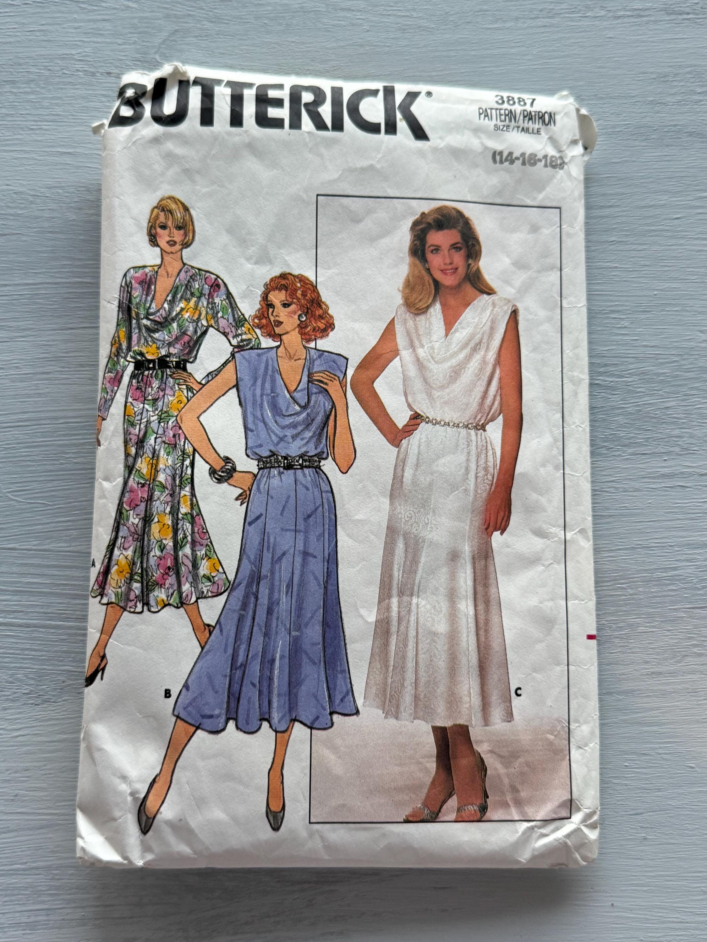 1986 Butterick 3887 Sewing Pattern Misses Draped Cowl Neck Blouson ...