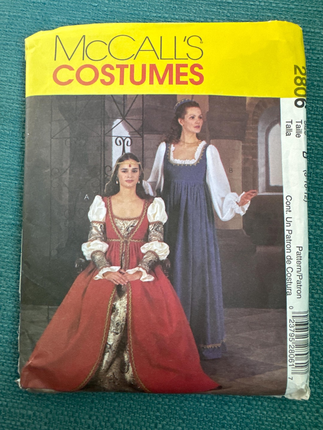 Mccalls Costumes Sewing Pattern 2806 Misses Renaissance Medieval Dress ...