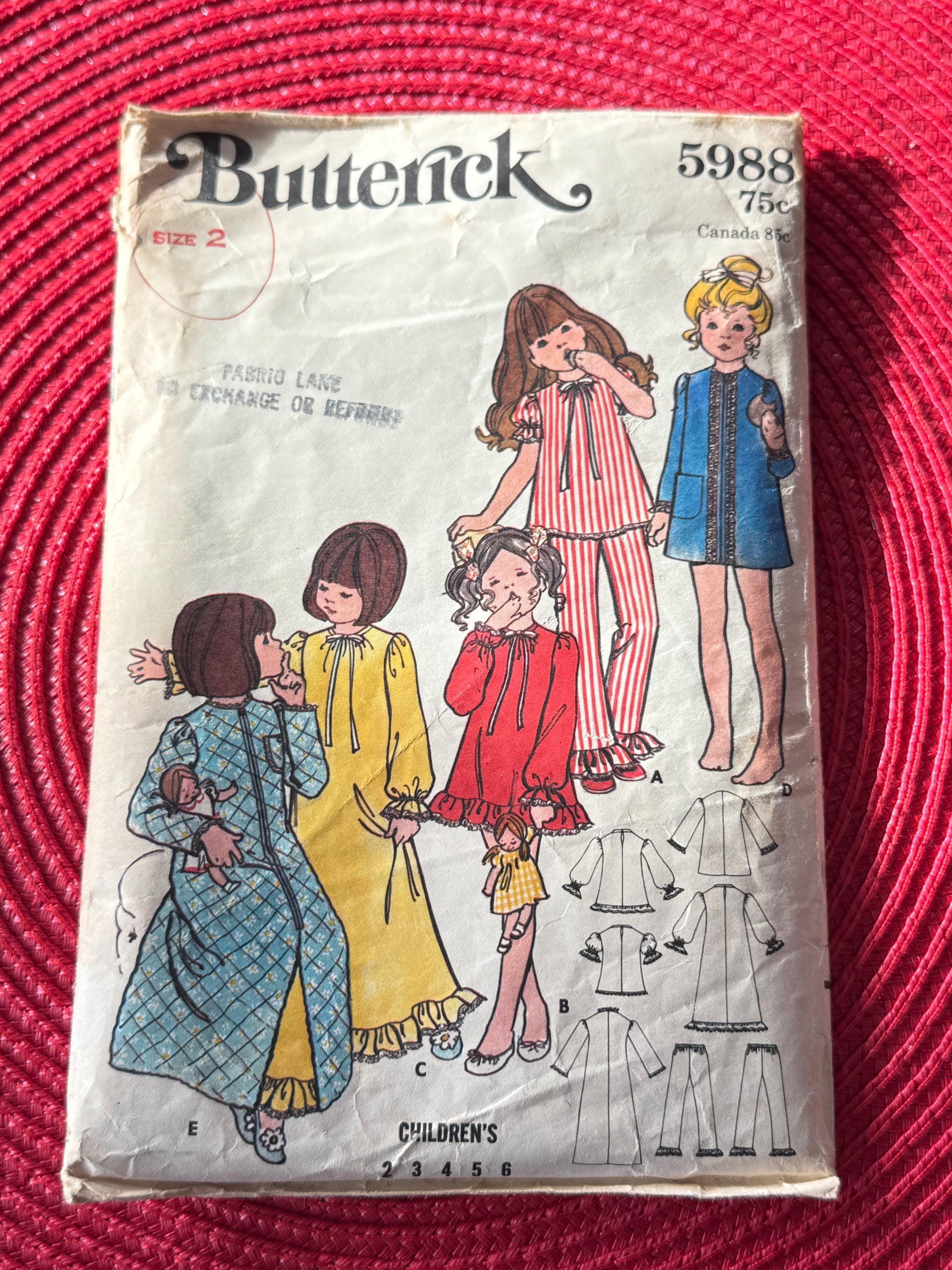 Butterick 5988 Sewing Pattern RARE Infant Toddler Girls Size 2 Pajamas ...