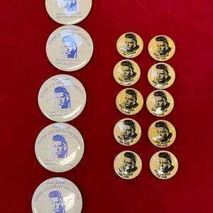 Broche original do fã-clube de Eddie Cochran de 1958/59 ou broche do primeiro fim de semana anual de Eddie Cochran de 1991, Albert Lee, MN, sua cidade natal - VOCÊ ESCOLHE