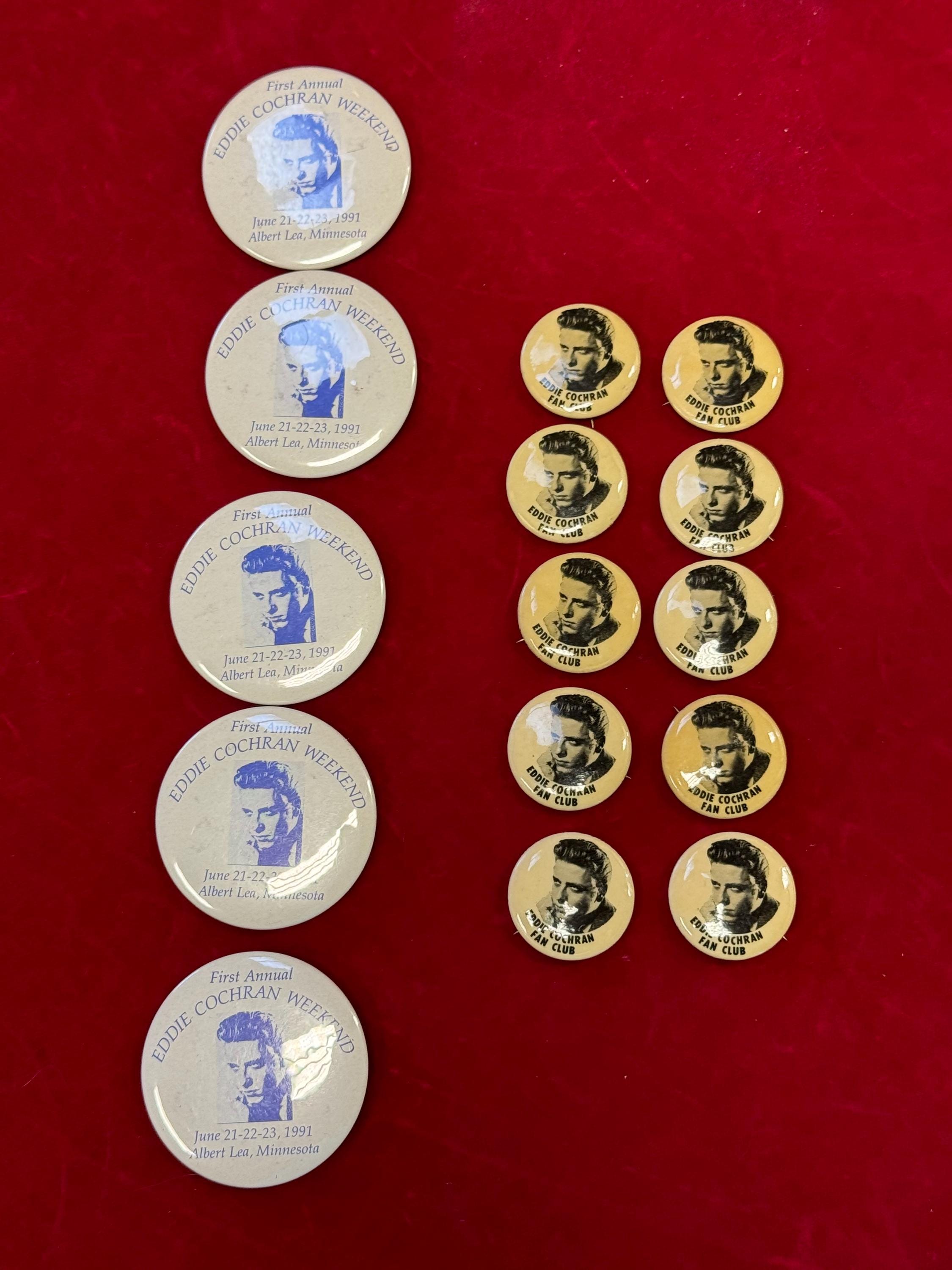 Original 1958/59 Eddie Cochran Fan Club Pinback or 1991 First