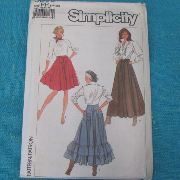1990s Simplicity Sewing Pattern 8305 Misses Western Full Circle Skirt in 2 Lengths, Size 14-20, UNcut- maxi western skirt, mini skirt