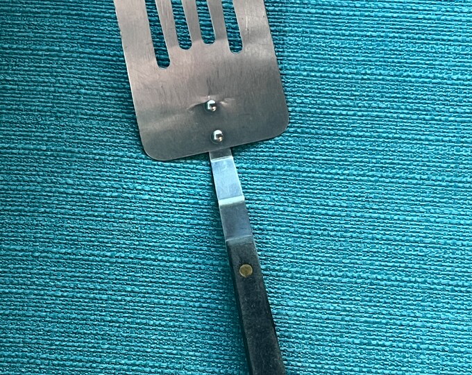 Vintage Short Handled Slotted Spatula 10 1/2 Composite Handle Made in