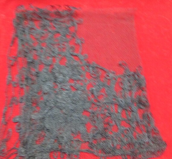 Vintage Navy Blue Lace Mesh Sheer Mantilla Square… - image 3