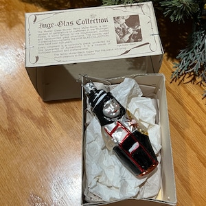 Vintage 1983 Boxed Inge Glas W. Germany CHIMNEY SWEEP Christmas Ornament 4&quot; - Figural ornament, chimney sweep ornament
