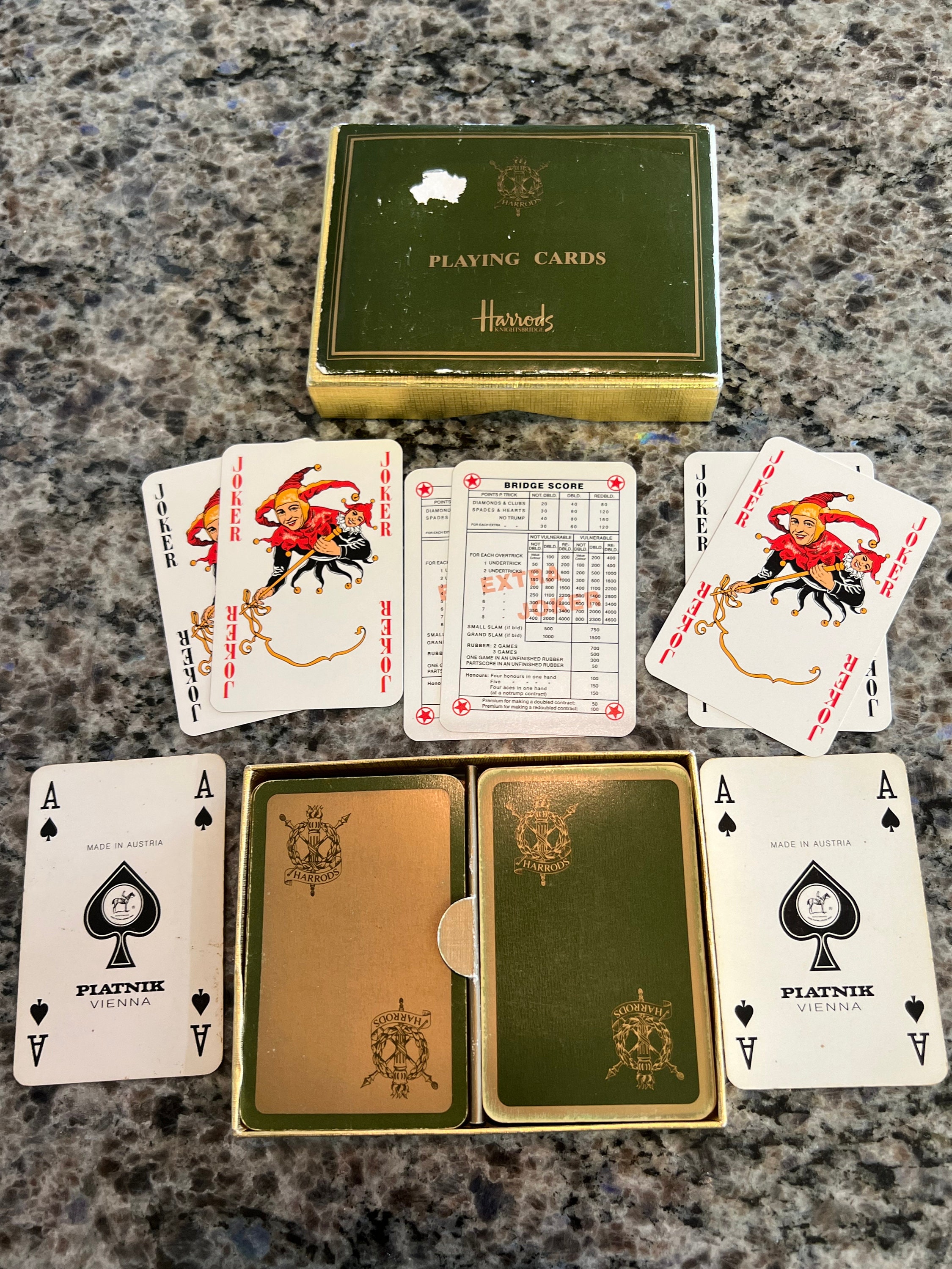 トランプ+UNO Piatnik for Harrods  Vintage  Cards Vintage Piatnik HARRODS Store Dual Deck Playing Cards Complete in