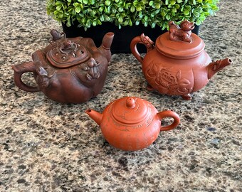 U CHOOSE~ Vintage Chinese Yixang Zisha Clay Teapot ~ Frog Teapot, Dragon Teapot and Chinese Writing Teapot