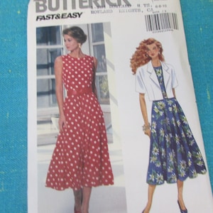 1992 Butterick Schnittmuster 6056 Misses Ärmelloses Kleid mit kurzer Jacke, Größe 36-40 Ungeschnitten; 1990er Jahre Sommerkleid mit Jacket