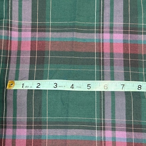 Vintage Forest Green & Purple Tartan Plaid Brushed Cotton Twill Fabric, 45&quot; W X Price Per Yard; tartan plaid fabric, clothing fabric