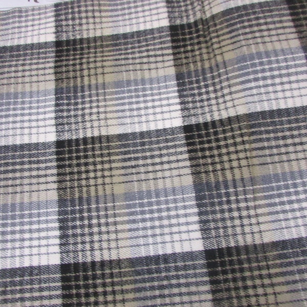 Vintage Soft Grey and Black Tartan Heavy Weight Plaid Wool Blend Fabric, 64"W x BTY; wool blend fabric, gray plaid fabric, skirt fabric