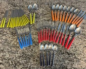 Fiesta Merengue Lot of 54 Multicolored Flatware including Serving Pieces- Fiestaware flatware, multicolored flatware
