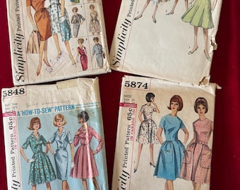 U CHOOSE -50&#39;s Simplicity Sewing Pattern Misses Dress 5848, 5874 Fit N Flare, 4298 7 Day Wardrobe, 4396 Flared Dress Bolero jacket Size 16
