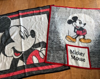 U CHOOSE- Vintage Biederlack Mickey Mouse Reversible Blanket Throw in Black & Red 52” x 46”- Biederlack Disney blanket, Mickey Mouse blanket