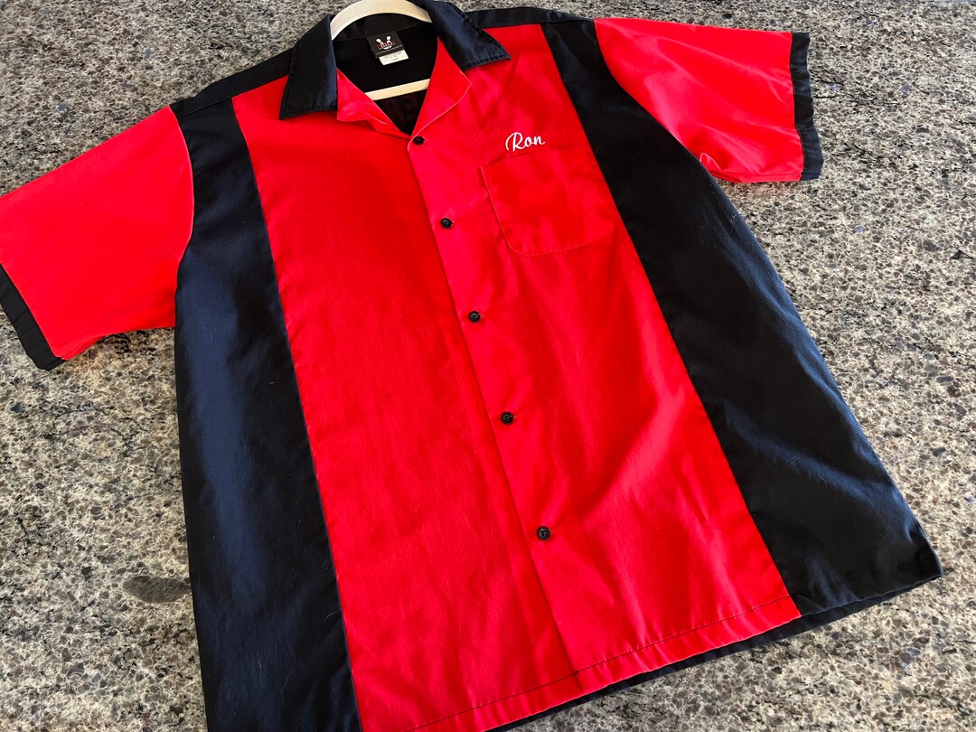 Vintage MENS Bowling Shirt Boulder Creek Fire Dept CA Black & Etsy