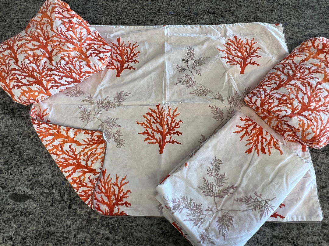 RARE Yves Delorme Coral Pattern Twin Sheet Set One Flat Twin Etsy