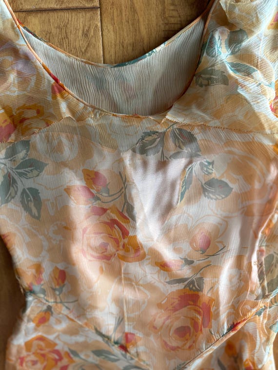 TRUE 1920/30's Floral Organza Long Ball Gown Dres… - image 4