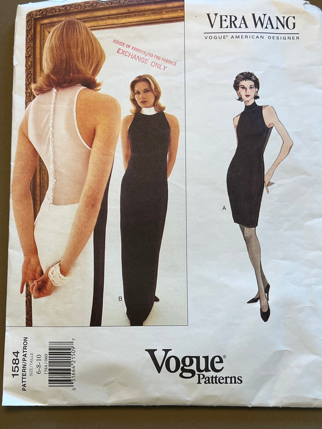 1995 Vogue American Designer Sewing Pattern 1584 VERA WANG Misses Sexy ...