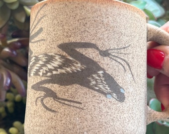 RARE Buzzard Mountain 1997 Lizard Slab Clay Coffee Mug with Lizard Inside designed By Siegele & Haley- Southwestern lizard mug, pottery mug