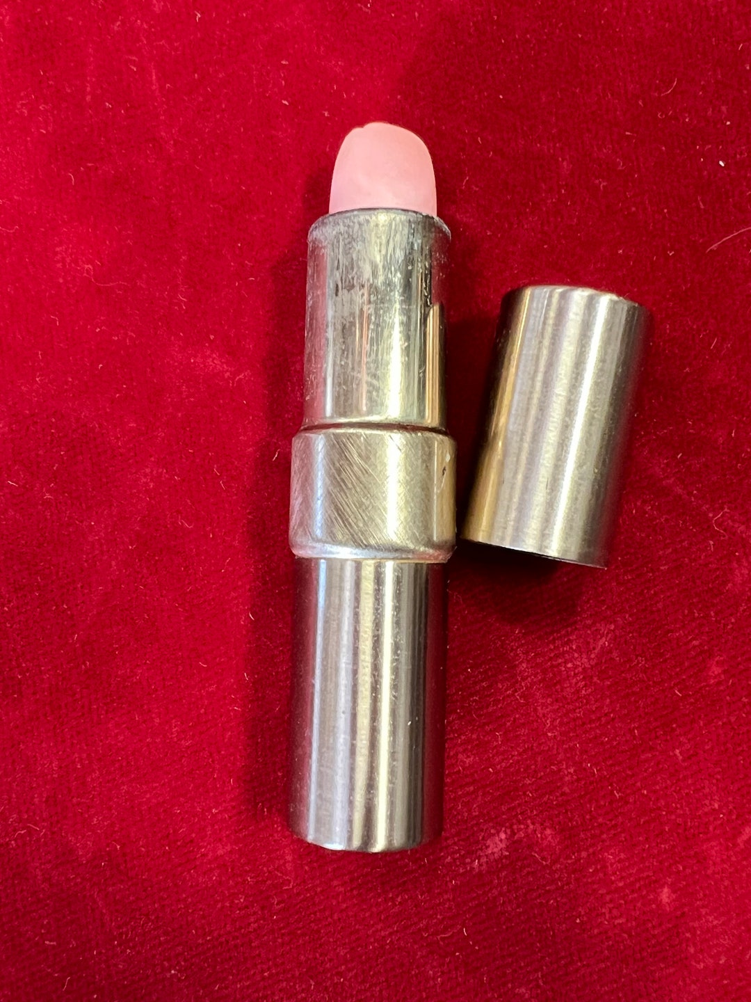 1950's CUTEX Lipstick in Brushed Gold Metal Tube Gilty Blush Rose Color