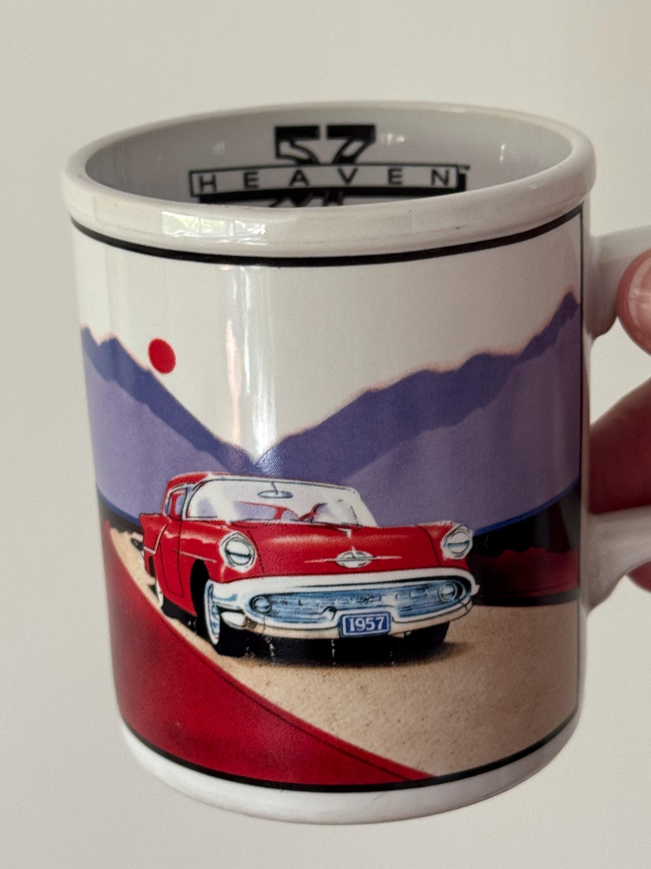 1985 Plymouth Red 57' Heaven Oldsmobile Ceramic Coffee Mug by Enesco~ car  lover gift, car mug, 57 Plymouth mug