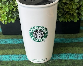 Starbucks Mermaid Siren 2009 Travel Tumbler Coffee mug 12 OZ White & Green~ - Starbucks coffee holder, Starbucks mermaid travel mug