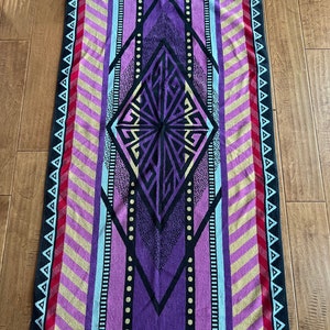Vintage Bold Purple Geometric Beach Towel purple & black 30” x 60” by A La Carte Linens Made in Brazil- geometric towel