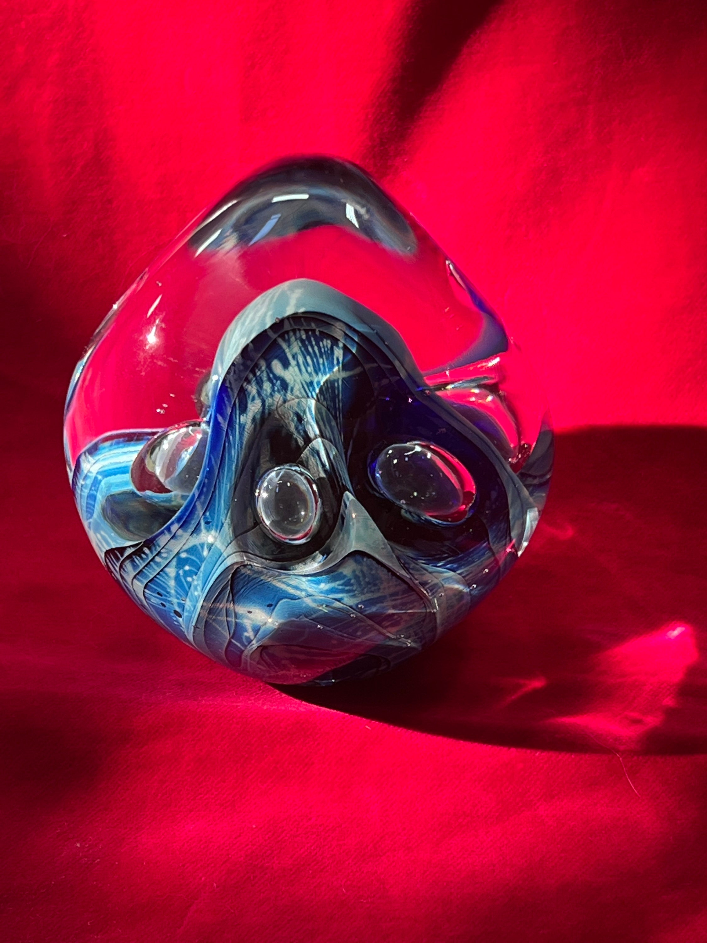 Vintage 1992 Bob Eickholt Studio Blown Glass Blue Bubbles