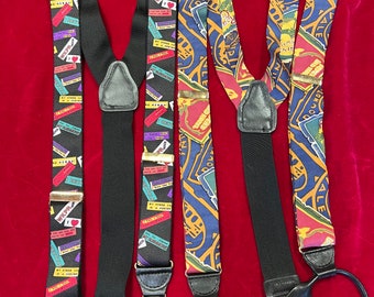 U CHOOSE- CAS Germany MENS Suspenders - novelty bumper sticker symbols, luggage sticker labels- silk suspenders